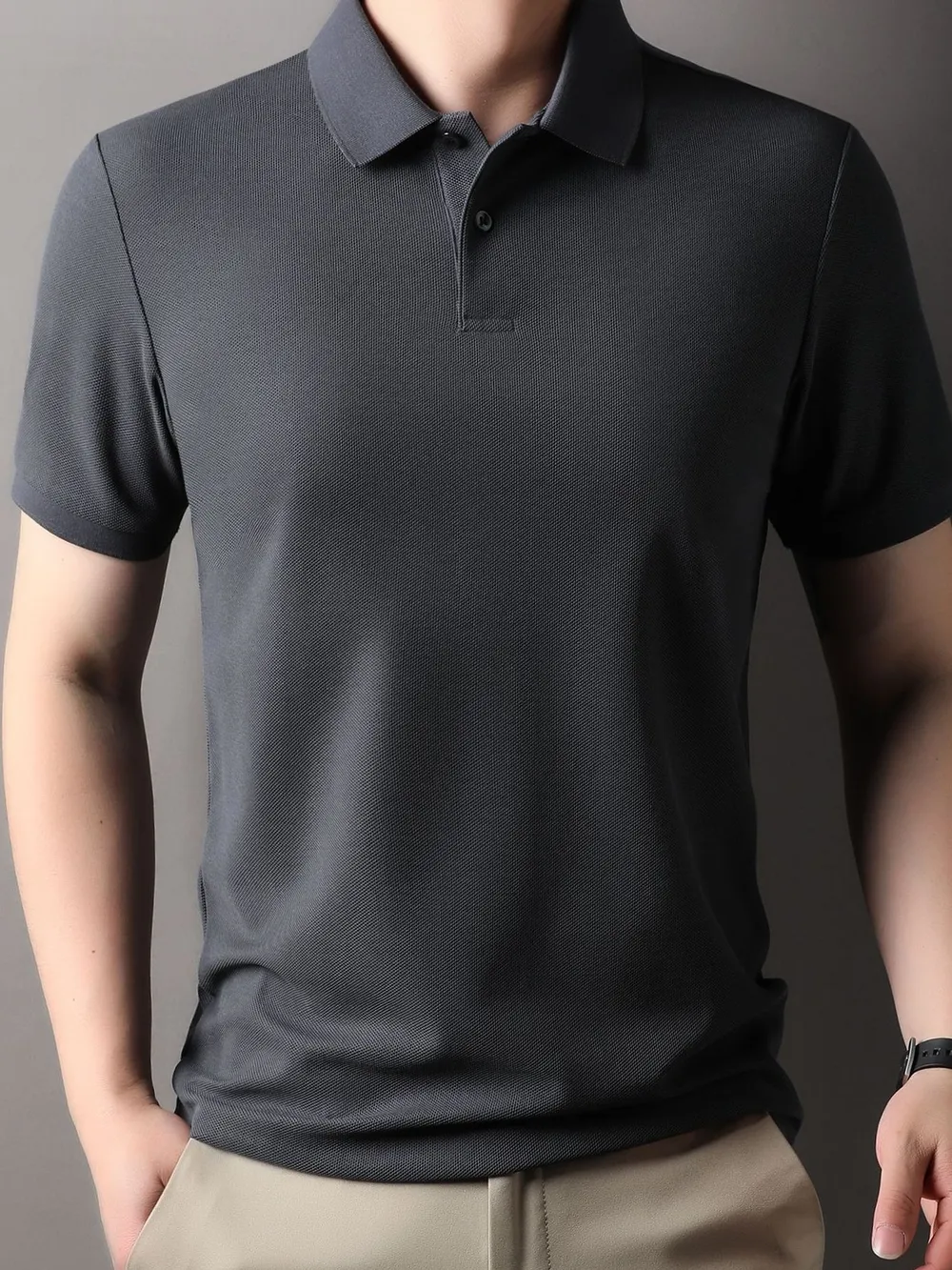 Men's Plus Size Button Detail Short Sleeve Polo, image 4