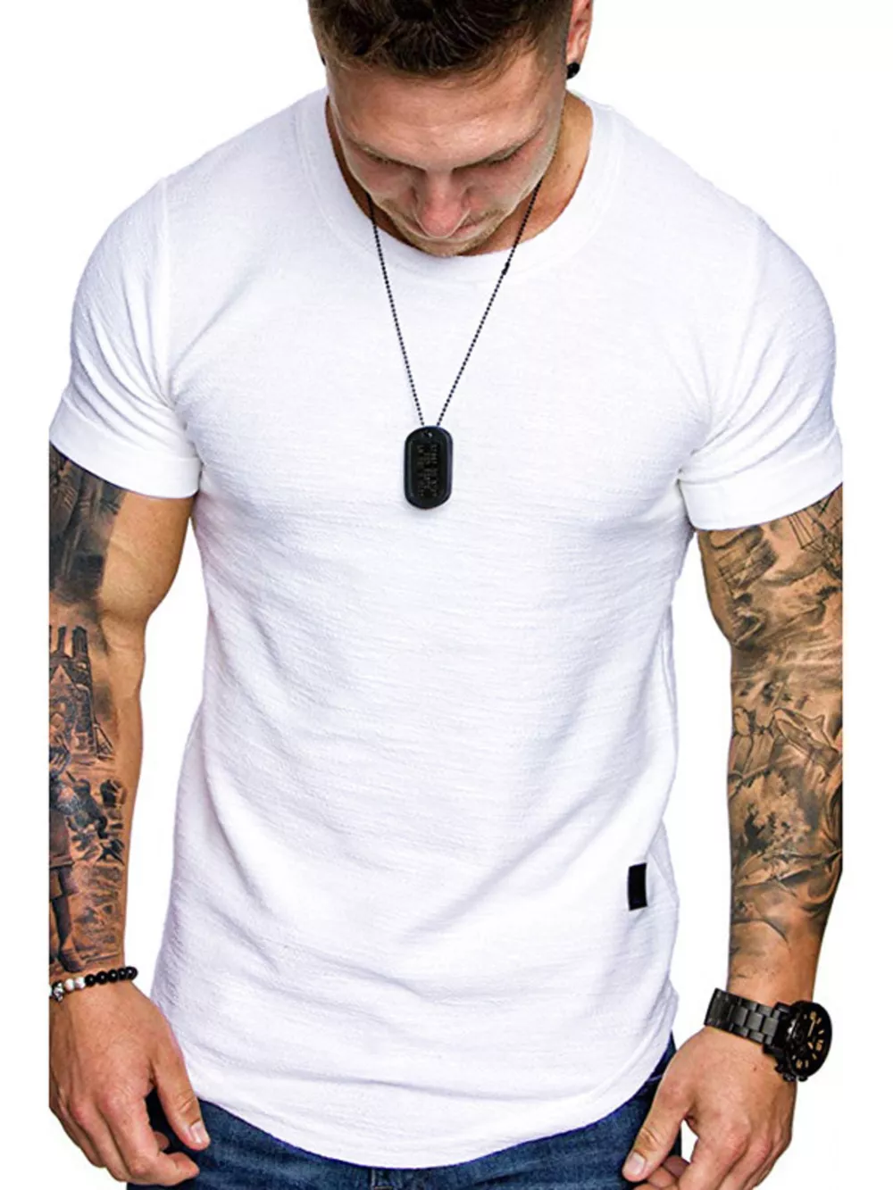 Men's Round Neck Slim Fit Casual T-Shirt, image 2