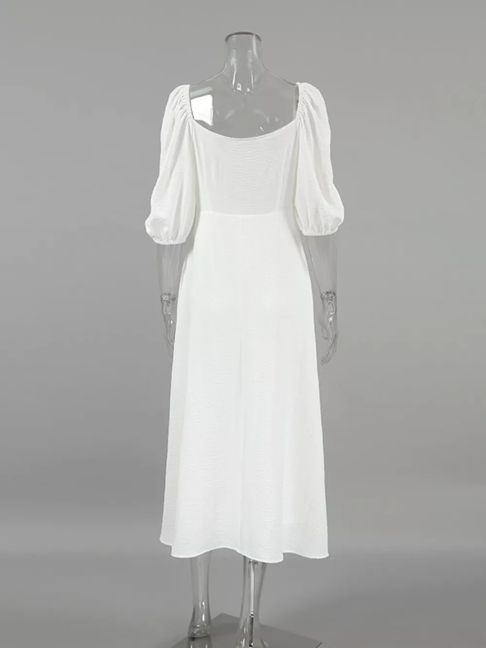 Twisted Front Puff Sleeve Midi Dress, image 3