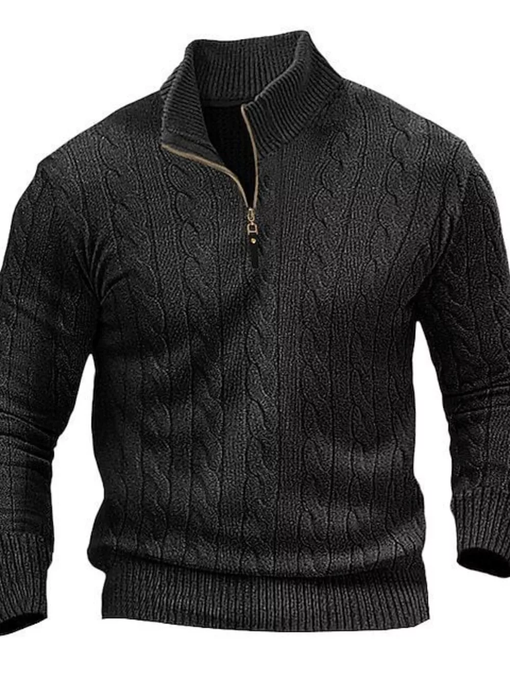 Men's Full Size Cable Knit Half-Zip Sweater Plus Size, image 8