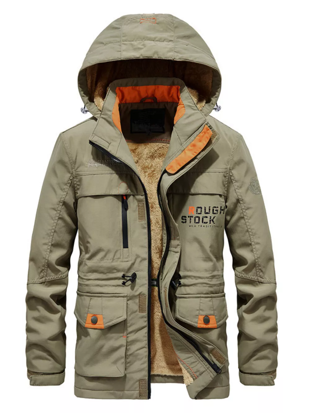 Men's Plus Size Zip Up Warm Hooded Parka Jacket, image 4
