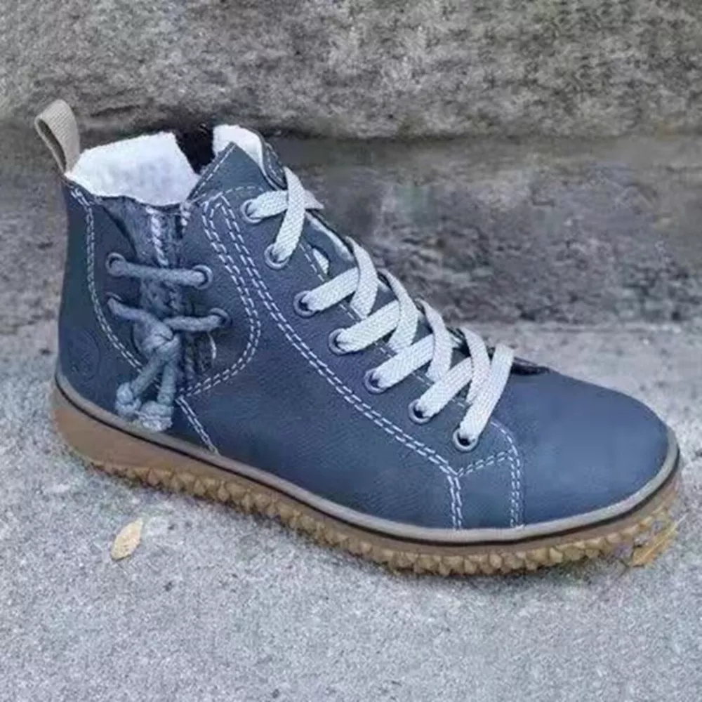 Faux Suede Lace-Up Ankle Boots with Warm Fleece Lining, image 5