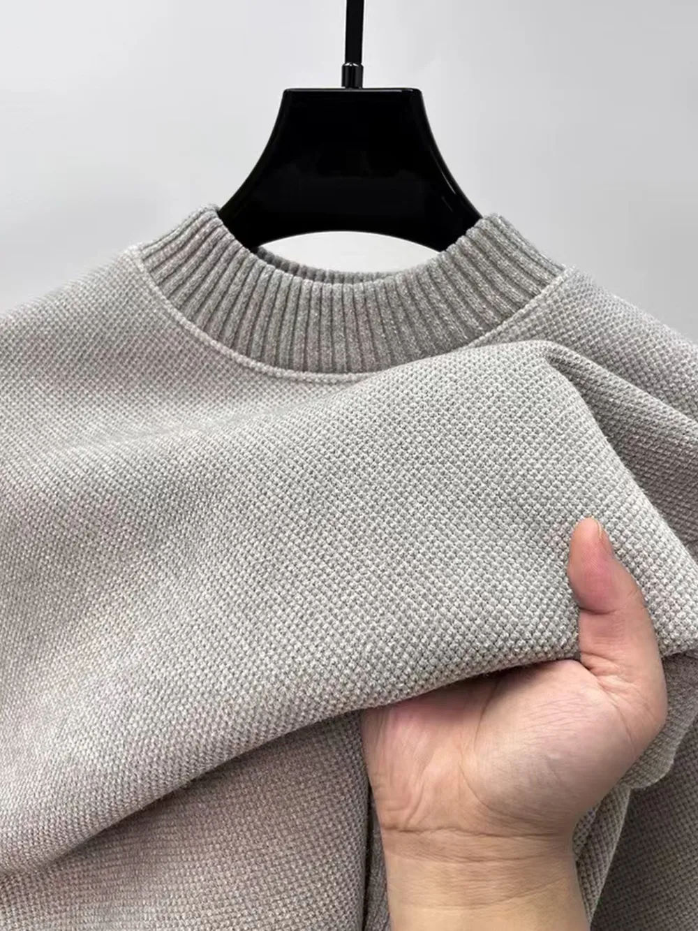 Men's Plus Size Ribbed Hem Long Sleeve Sweater, image 9