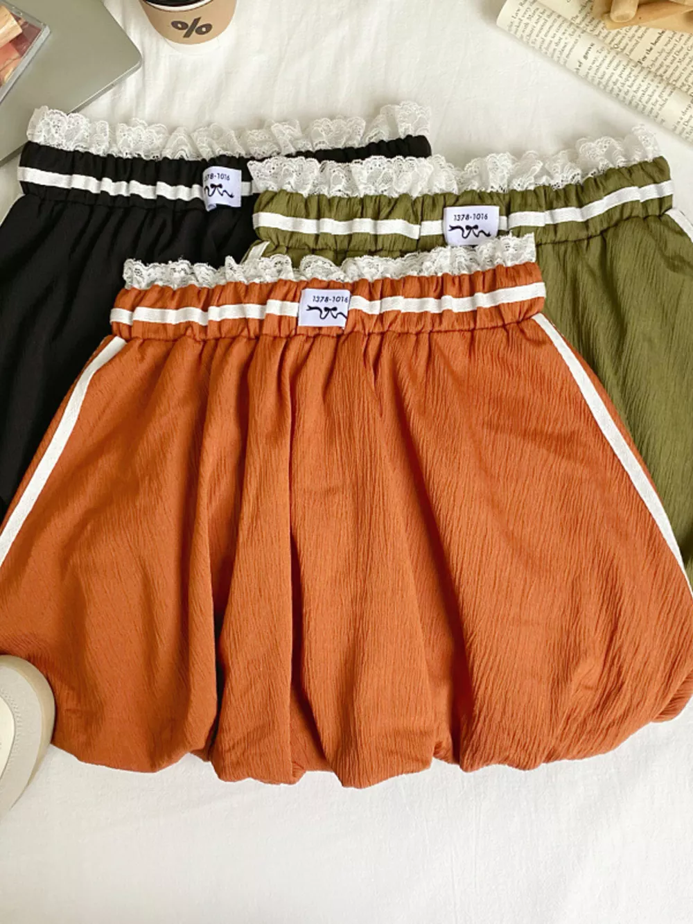 Lace Trim Elastic Waist Mini Skirt, image 9