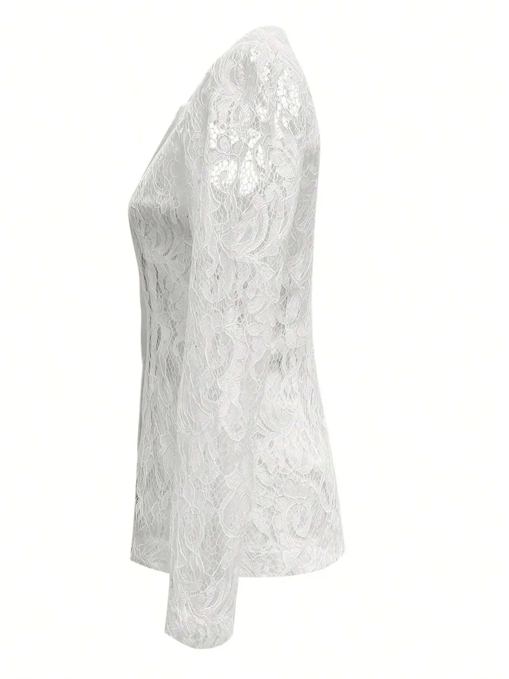 Floral Pattern Lace Single-Breasted Blazer, image 3