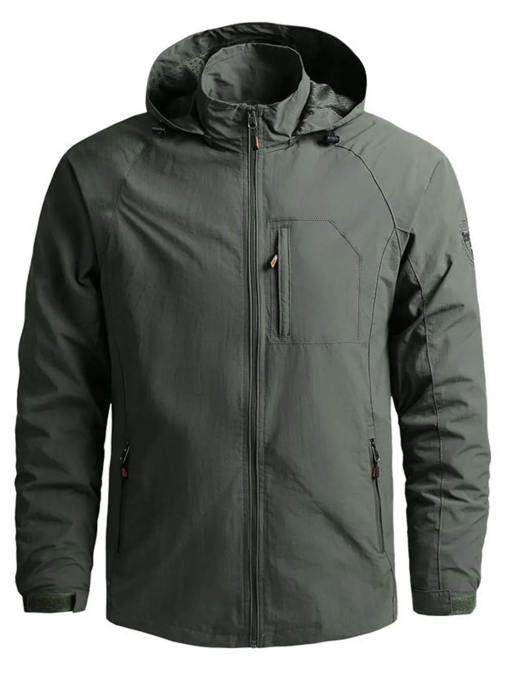 Men's Plus Size Zip Up Long Sleeve Hooded Jacket