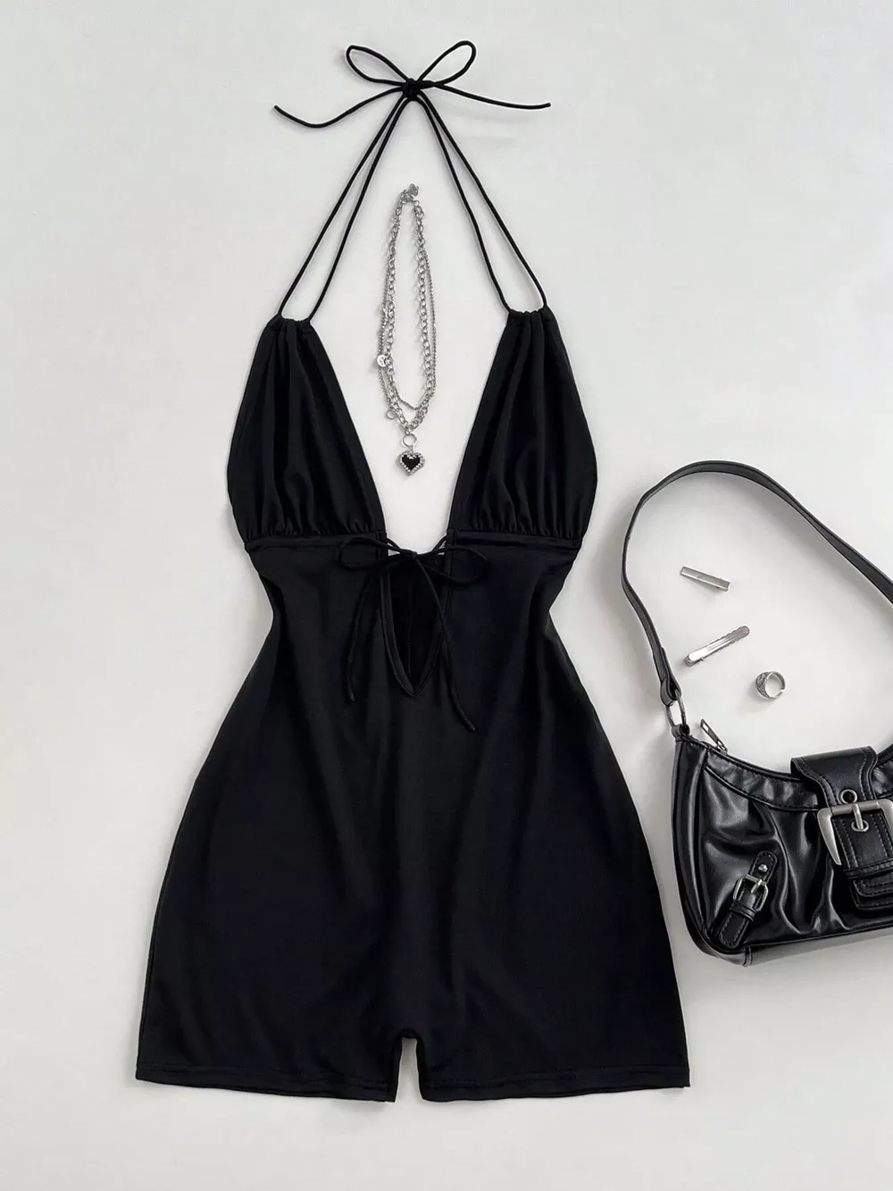 Tied Front Halter Neck Romper, image 5