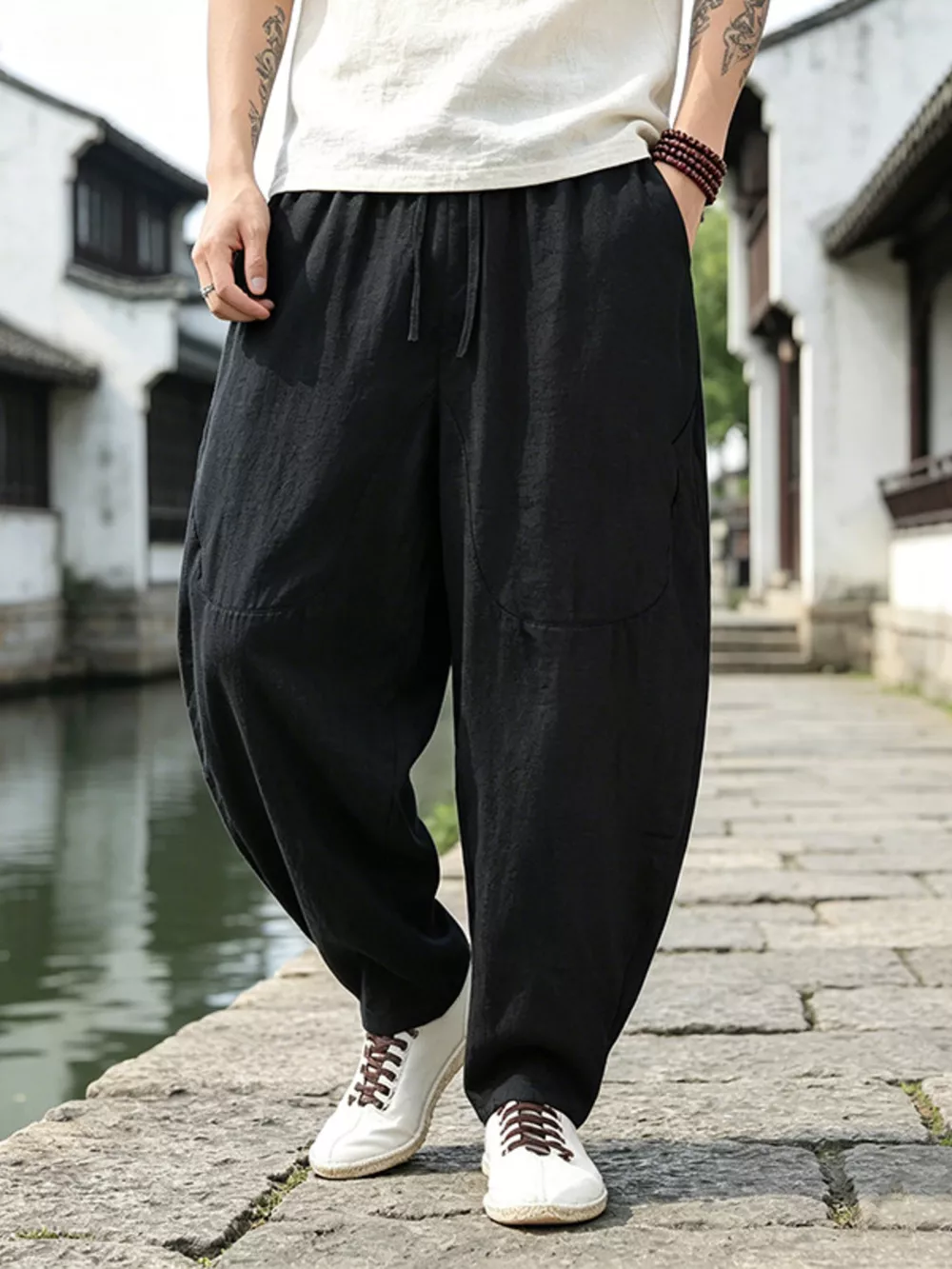 Men's Plus Size Loose Fit Pants with Drawstring Waist, image 2