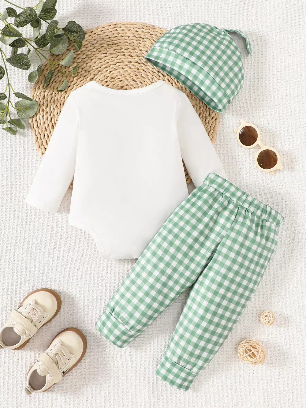 Children's Long Sleeve Bodysuit and Pants Set with Hat, image 8