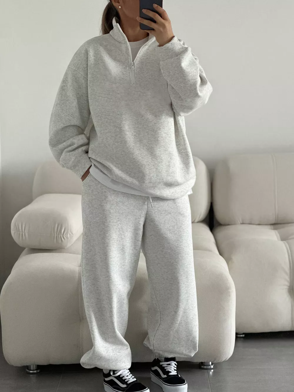 Quarter-Zip Top and Wide-Leg Sweatpants Set, image 11