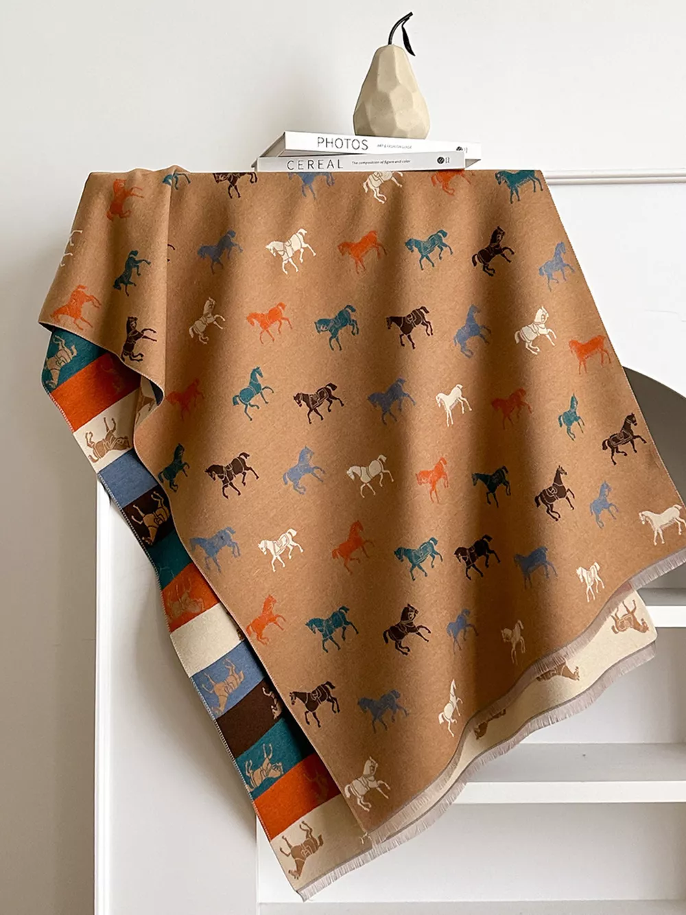 Horse Print Raw Hem Scarf, image 6
