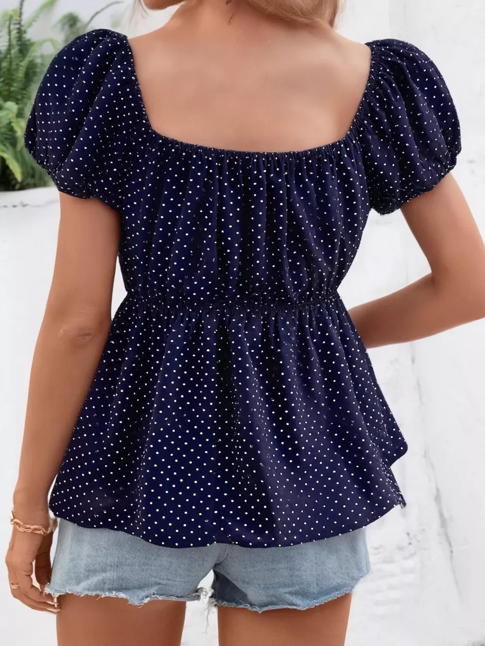 Polka Dot Puff Sleeve Blouse, image 3