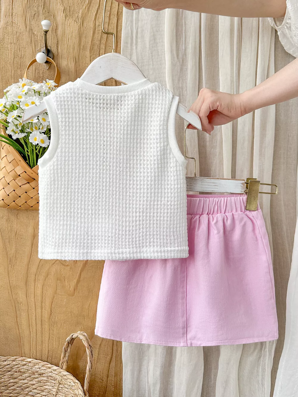 Children's Flower Sleeveless Top and Skirt Set, image 5