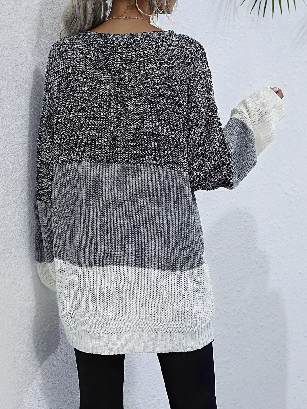 Color Block Round Neck Oversized Sweater, image 12