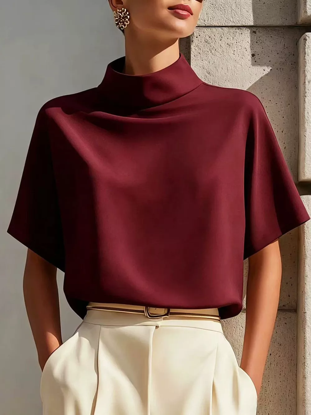 Mock Neck Short Sleeve T-Shirt, image 11