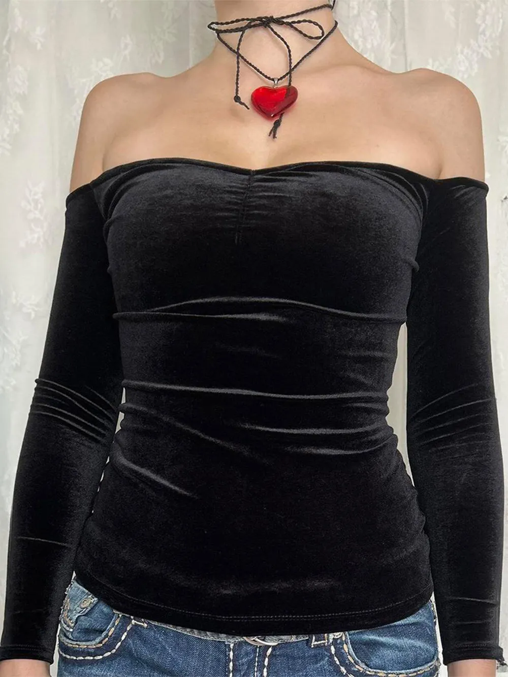 Off-Shoulder Long Sleeve Top