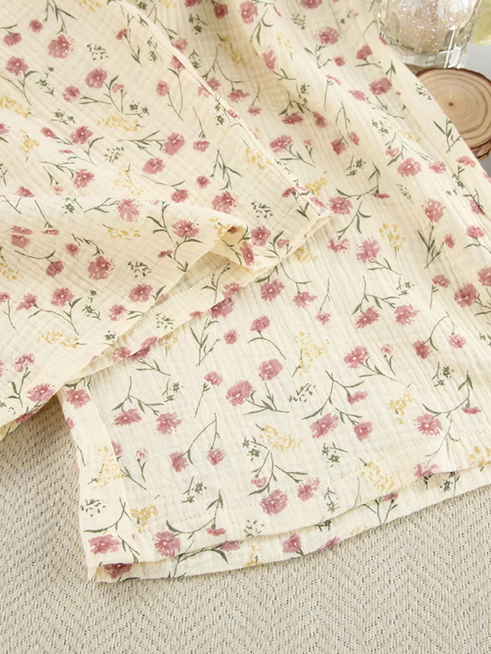 Floral Print Button-Down Top and Pants Lounge Set, image 6