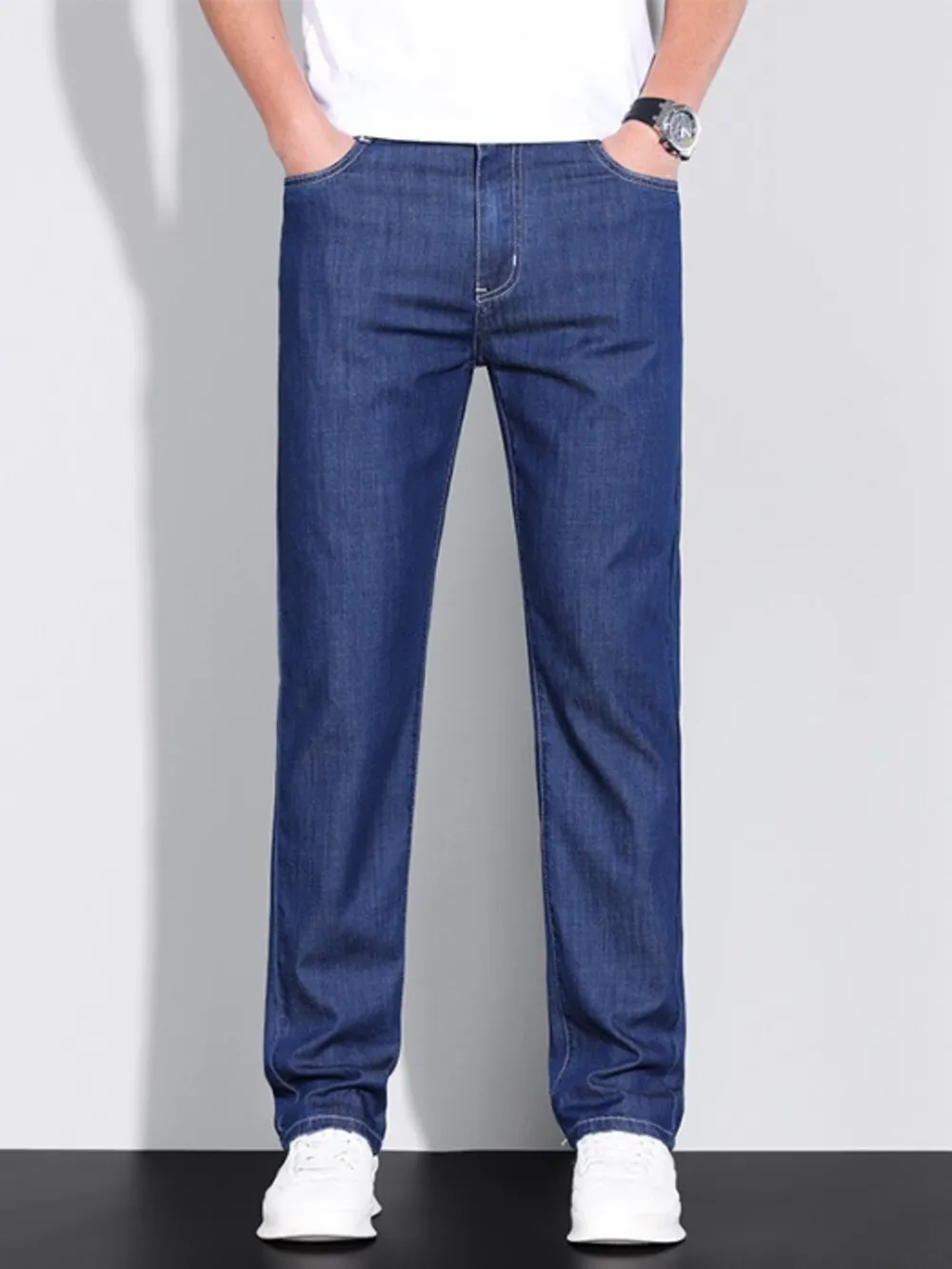 Men's Washed Straight Fit Jeans, image 2