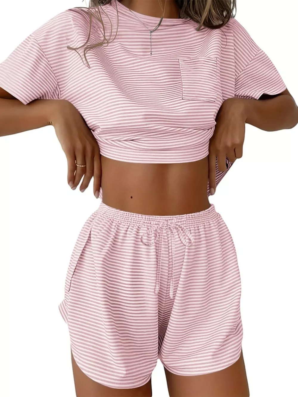 Printed Round Neck Tee and Shorts Set, image 13