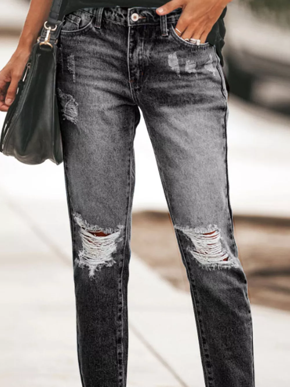 Distressed Wash Ankle Jeans, image 3
