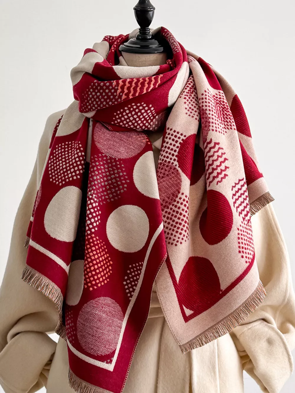 Polka Dot Raw Hem Scarf, image 7