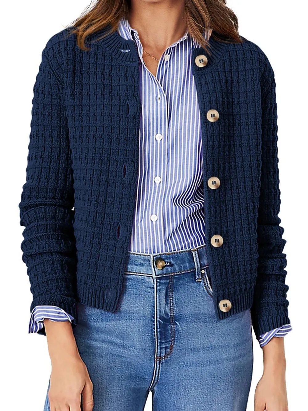 Textured Knit Button-Front Cardigan, image 22
