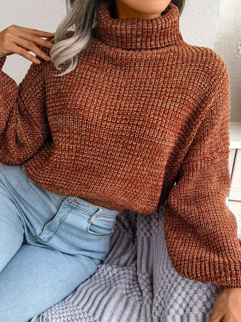 Turtleneck Dropped Shoulder Sweater, image 20