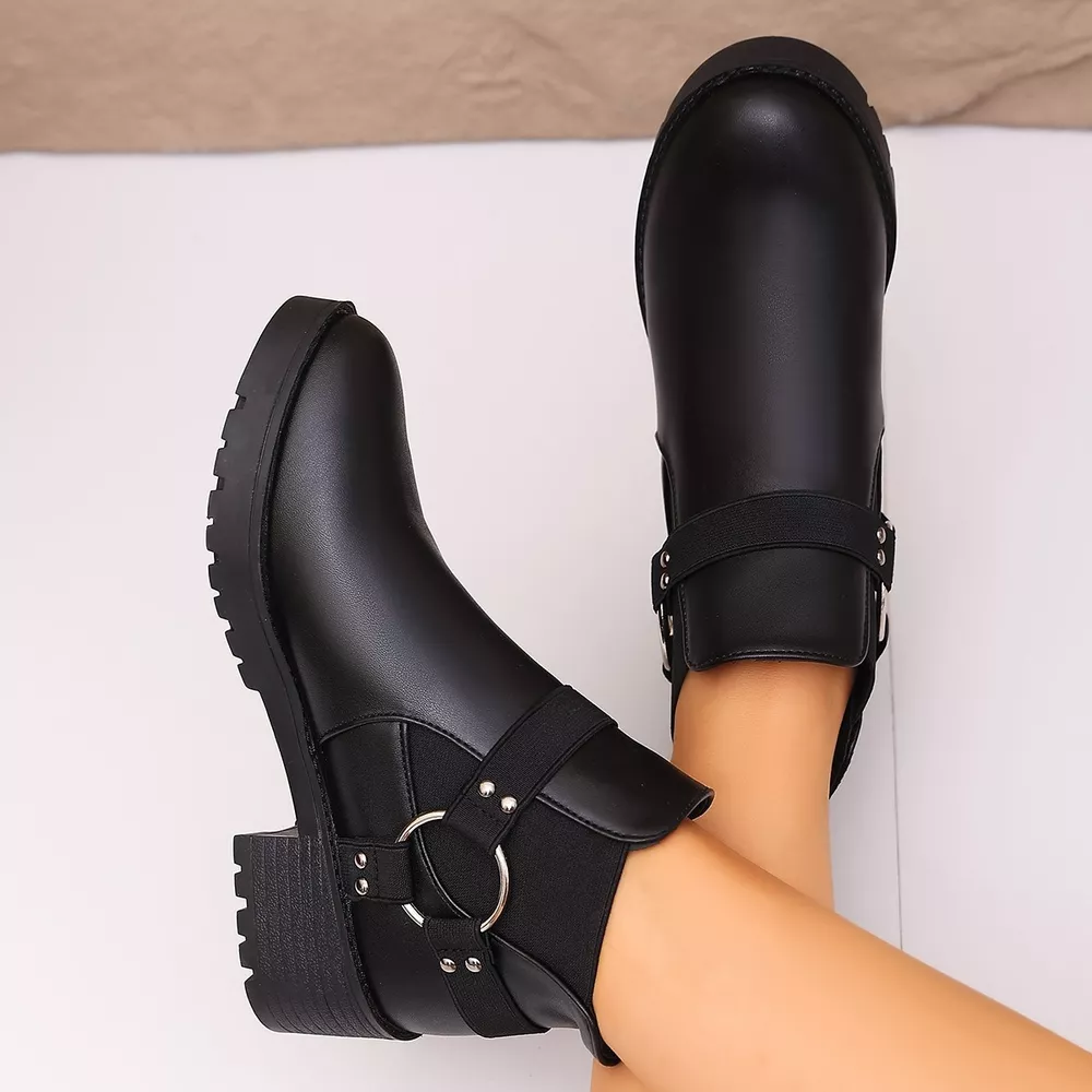 Round Toe Block Heels Boots, image 3