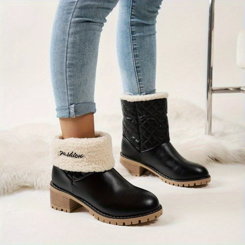Round Toe Block Heels Boots, image 3