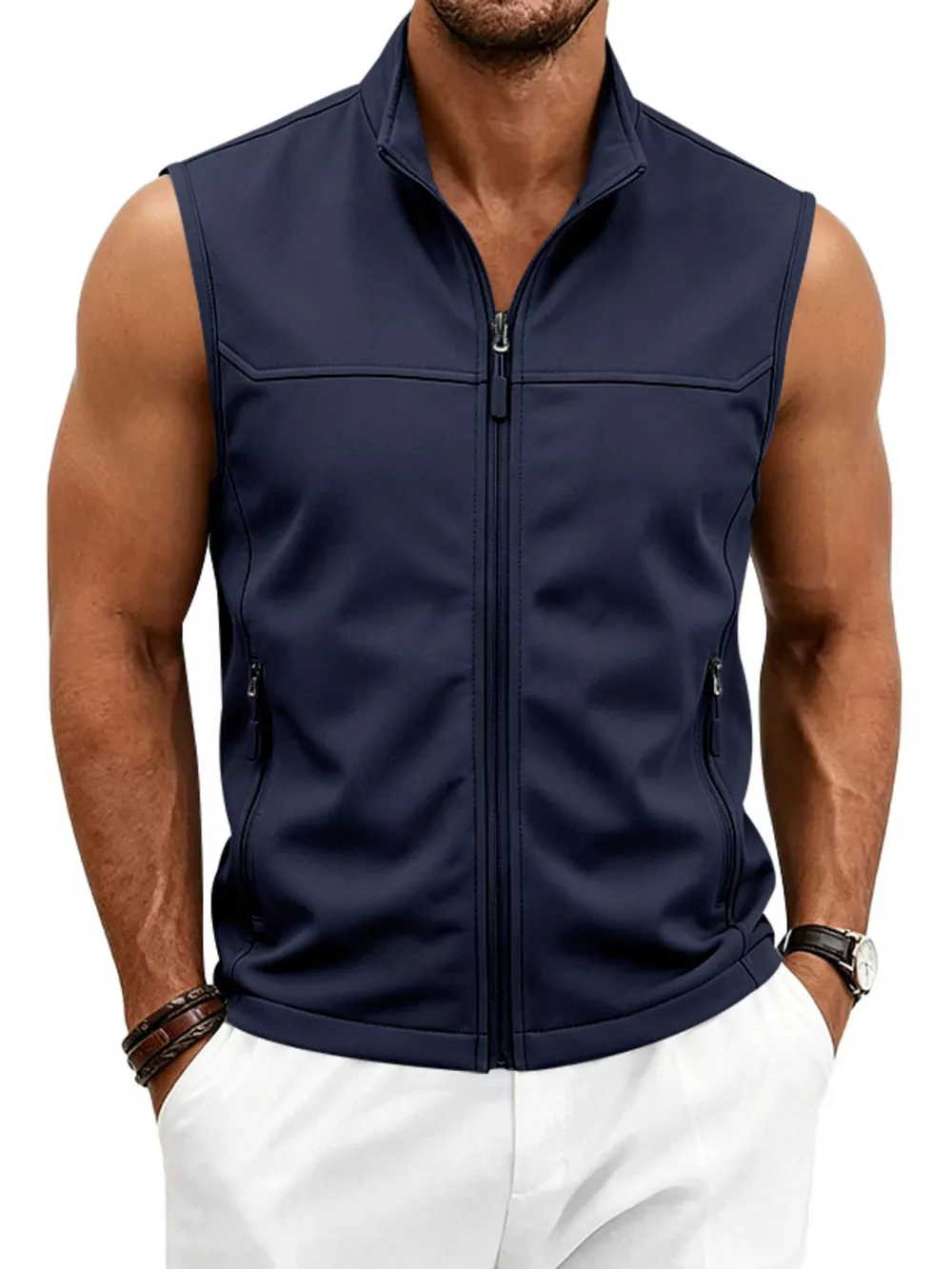 Men's Plus Size Zip Up Vest, image 6