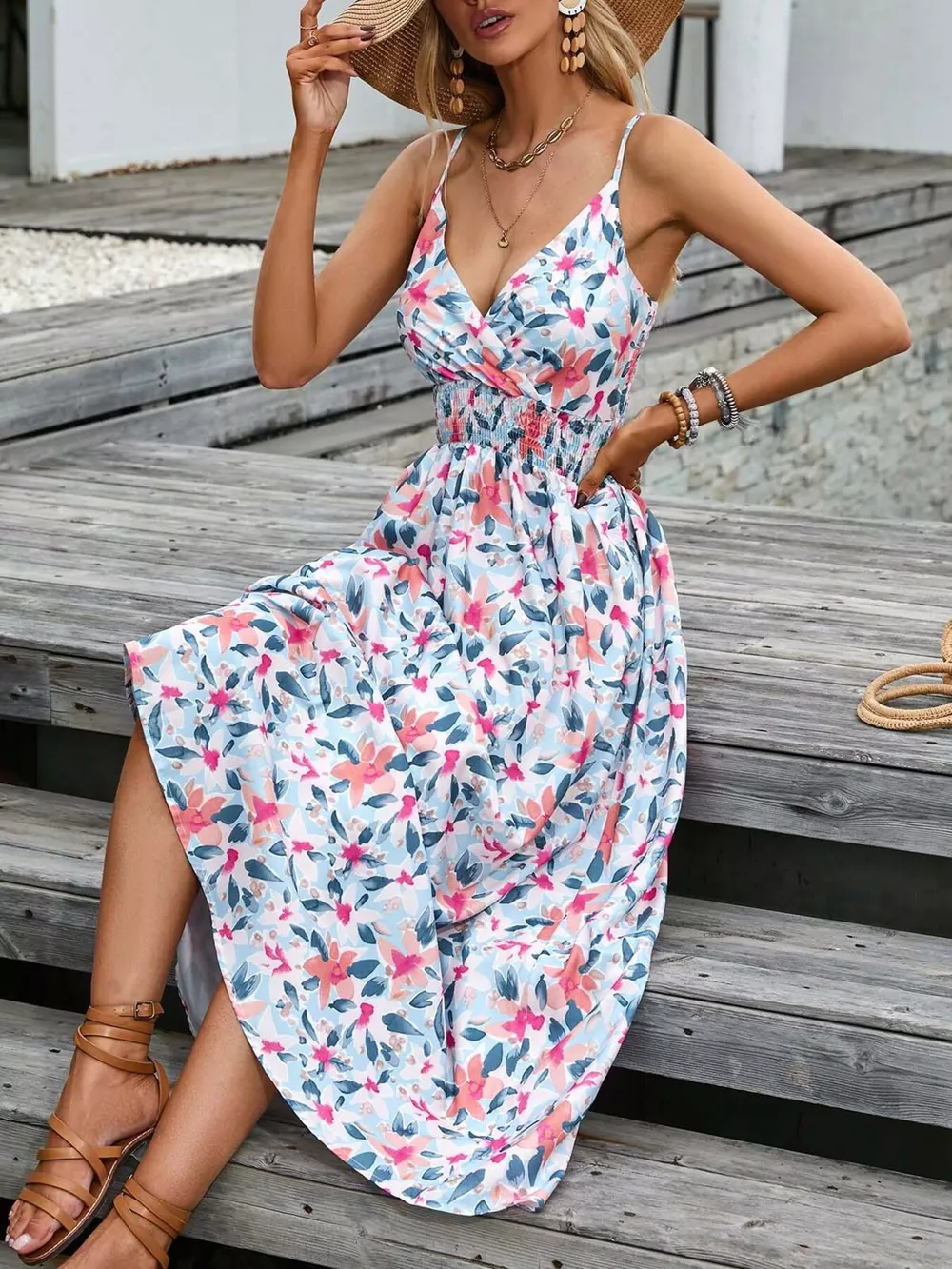 Paisley Print Spaghetti Strap Midi Dress, image 7