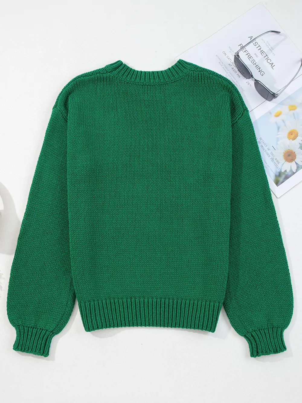Plaid Bow Graphic Christmas Sweater, image 3