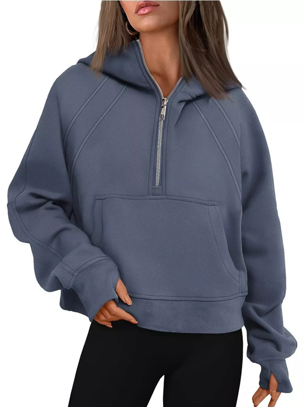 Half Zip Raglan Sleeve Hoodie, image 8