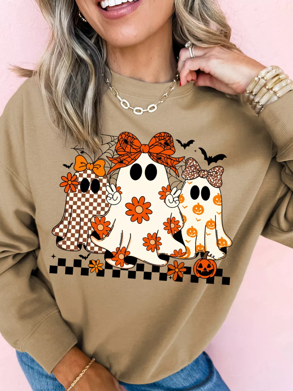 Halloween Ghost Graphic Drop Shoulder Sweatshirt, image 2