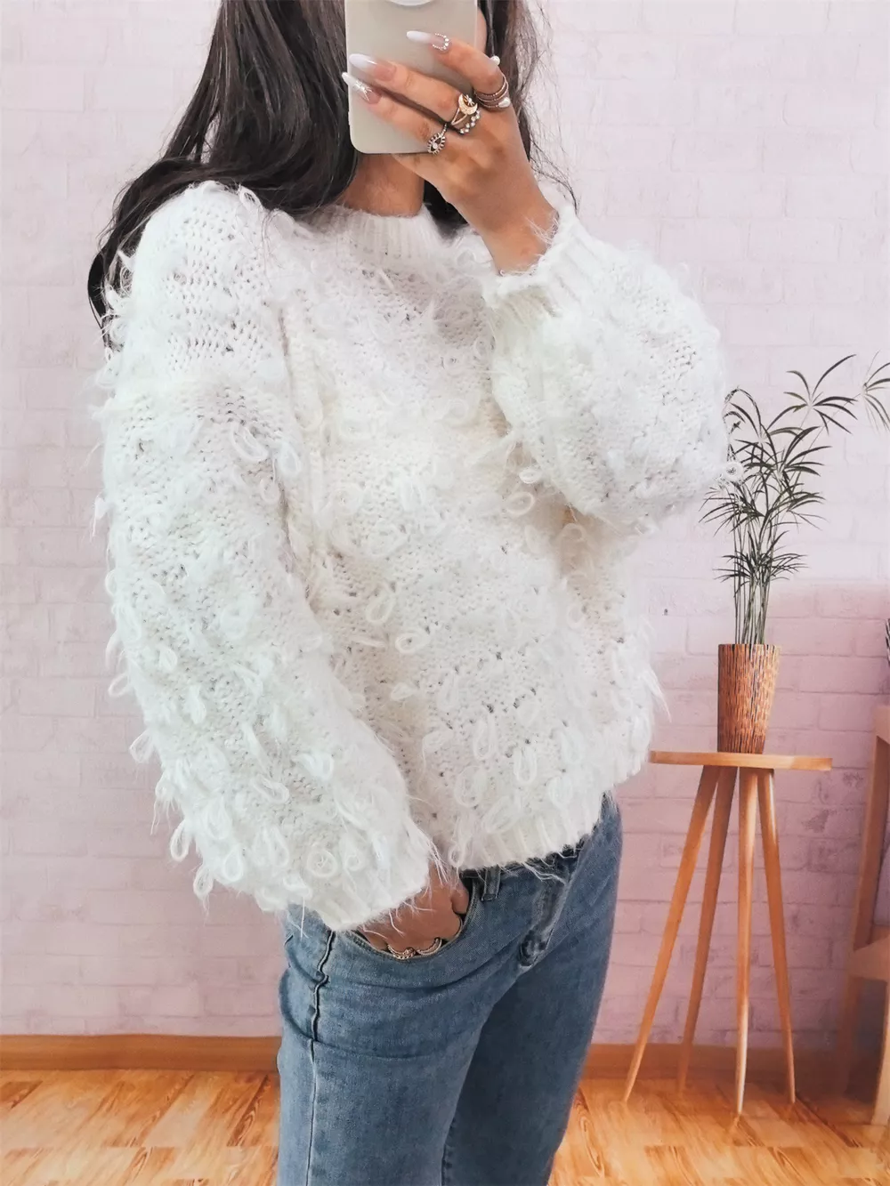 Chunky Round Neck Long Sleeve Sweater, image 20