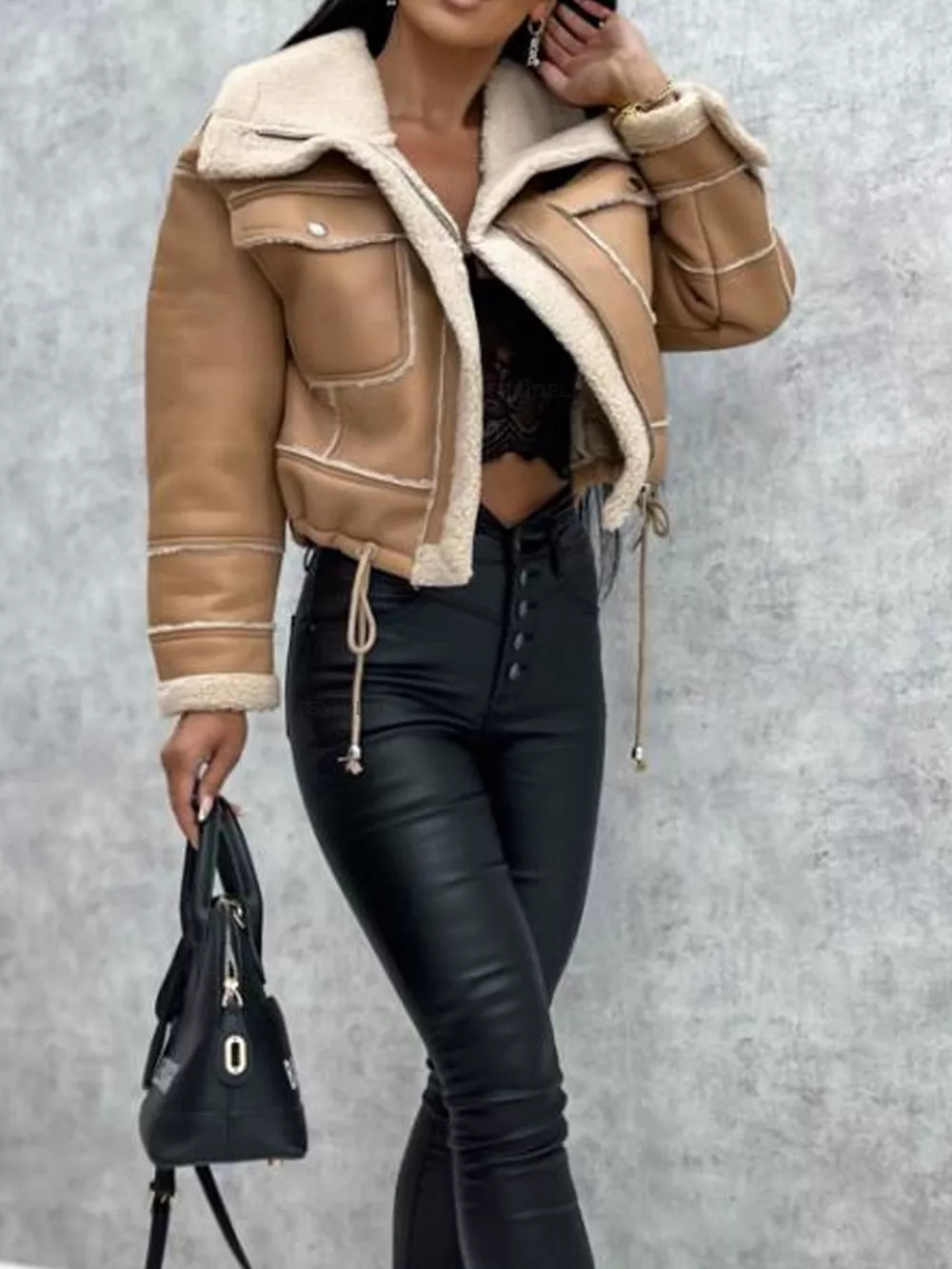 Sherpa Trim Cropped Jacket, image 5