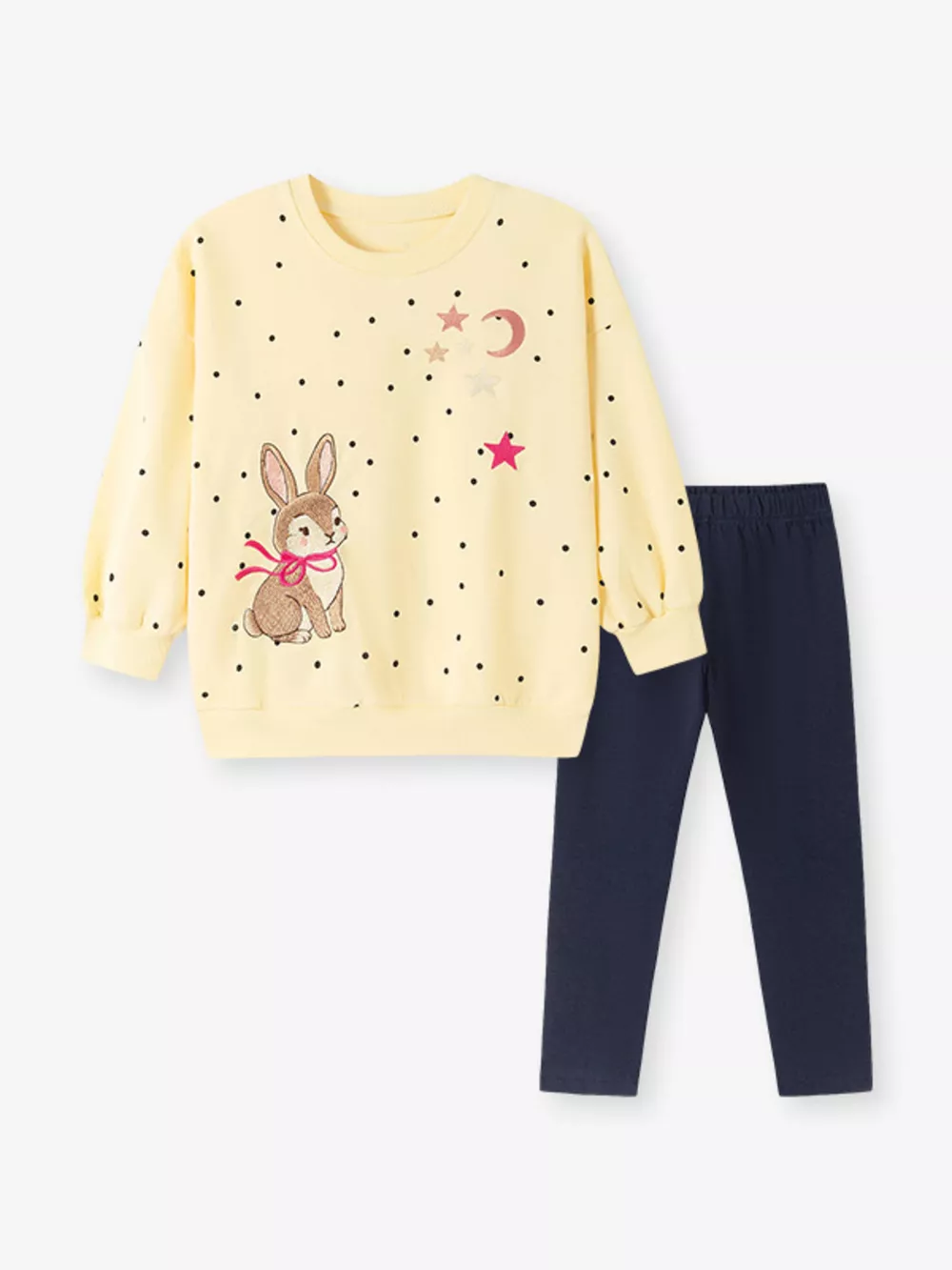 Children's Cute Bunny Sweatshirt and Leggings Set, image 2