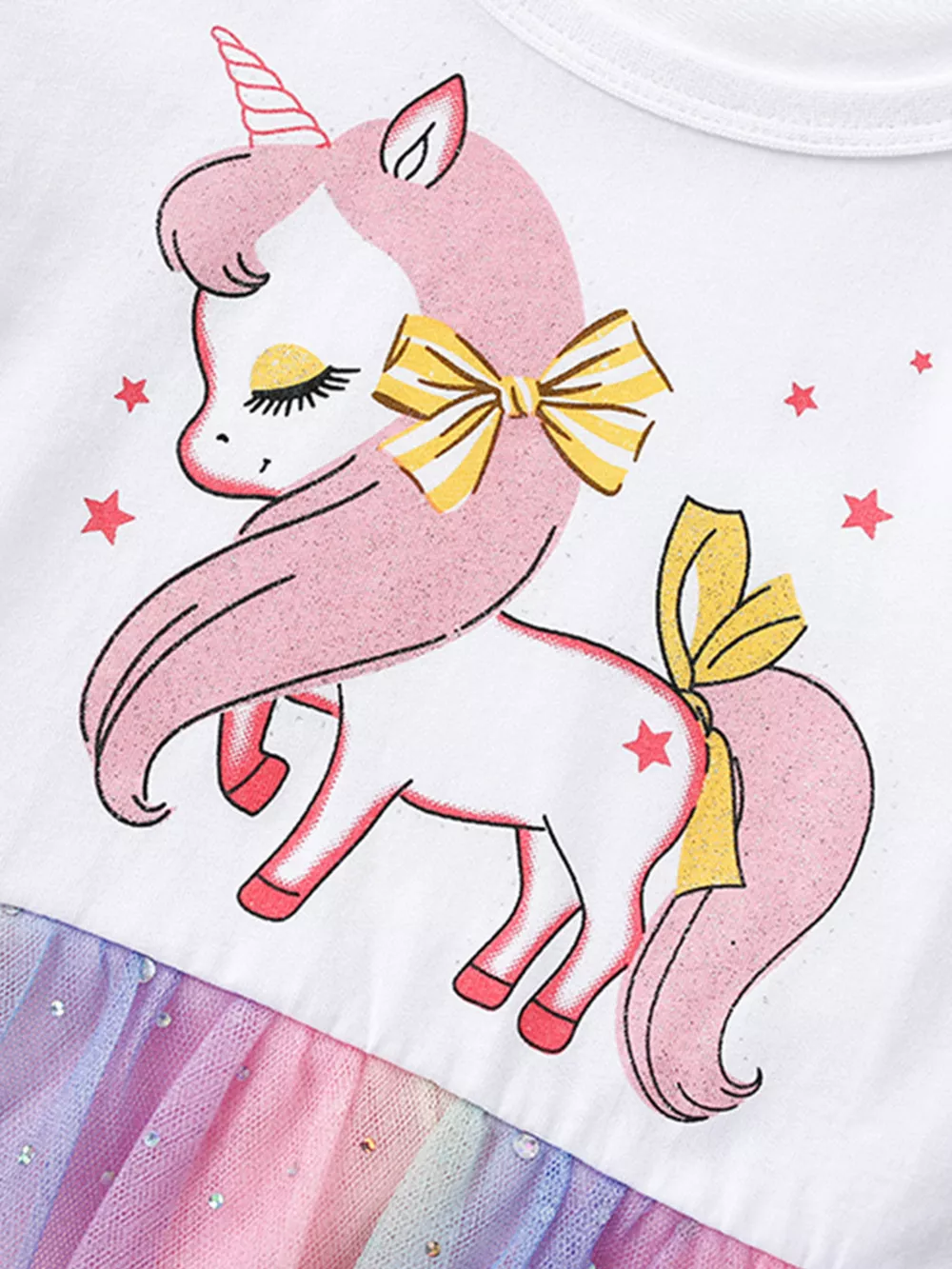 Children's Unicorn Print Rainbow Tulle Dress, image 3