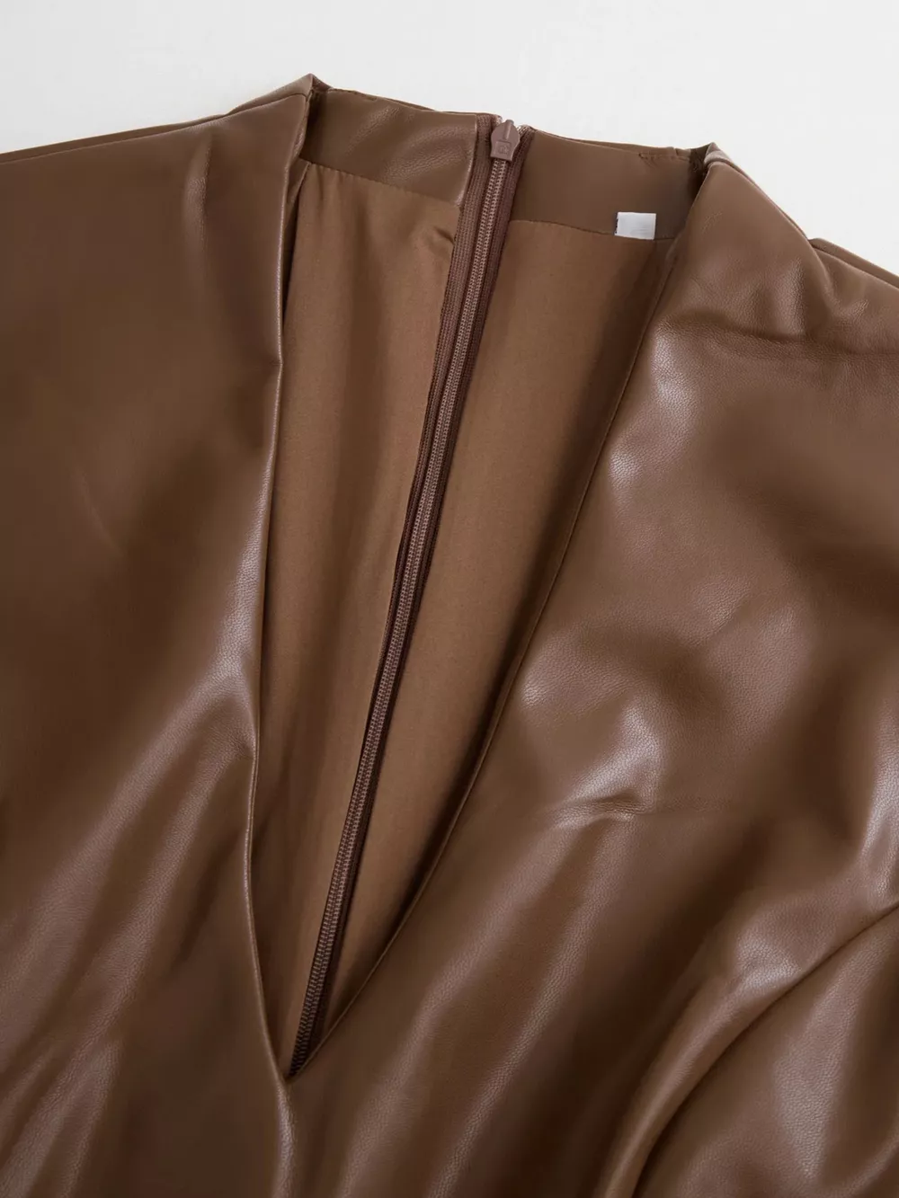 Full Size Leather V-Neck Midi Dress Plus Size, image 7