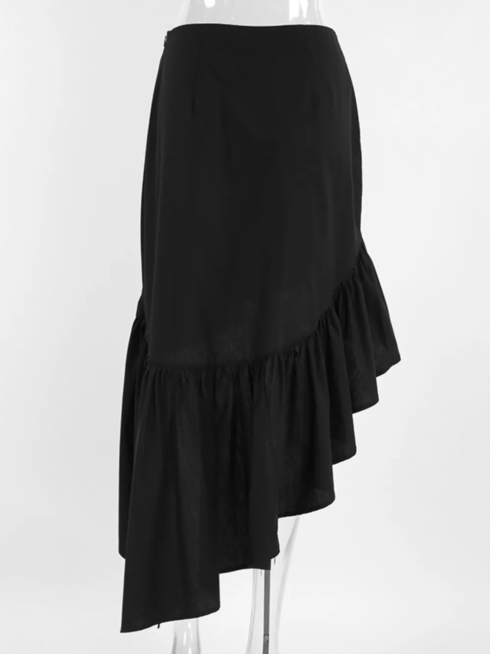 Asymmetrical Ruffle Hem Midi Skirt, image 2