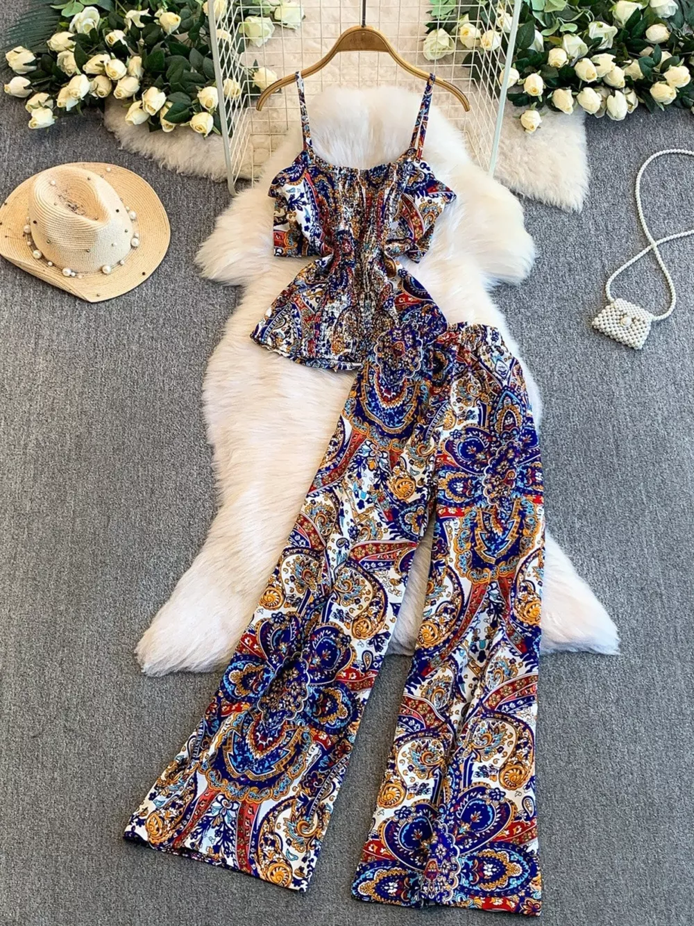 Printed Cami and Wide Leg Pants Set, image 13