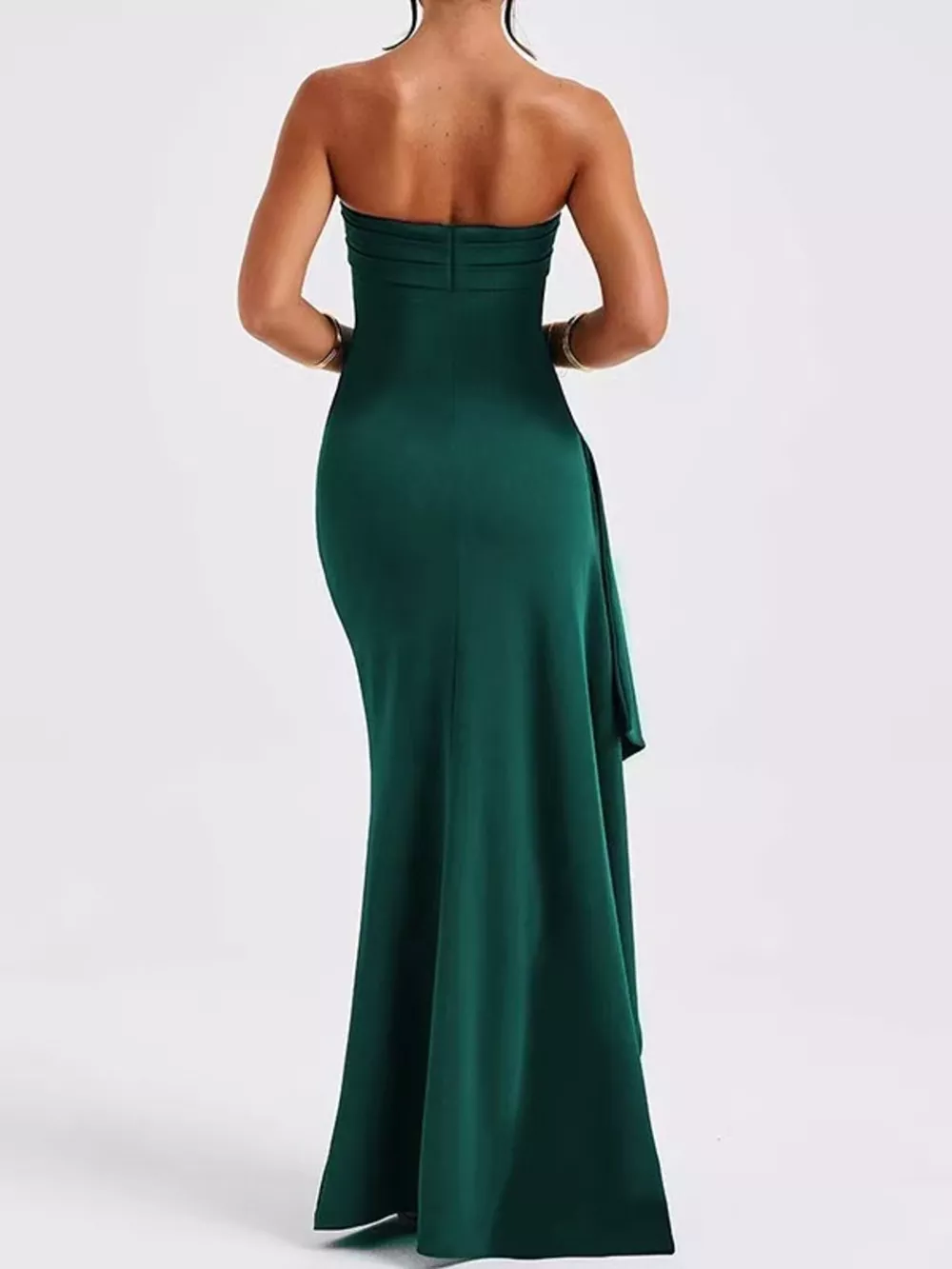Strapless Ruched High Slit Maxi Dress, image 12