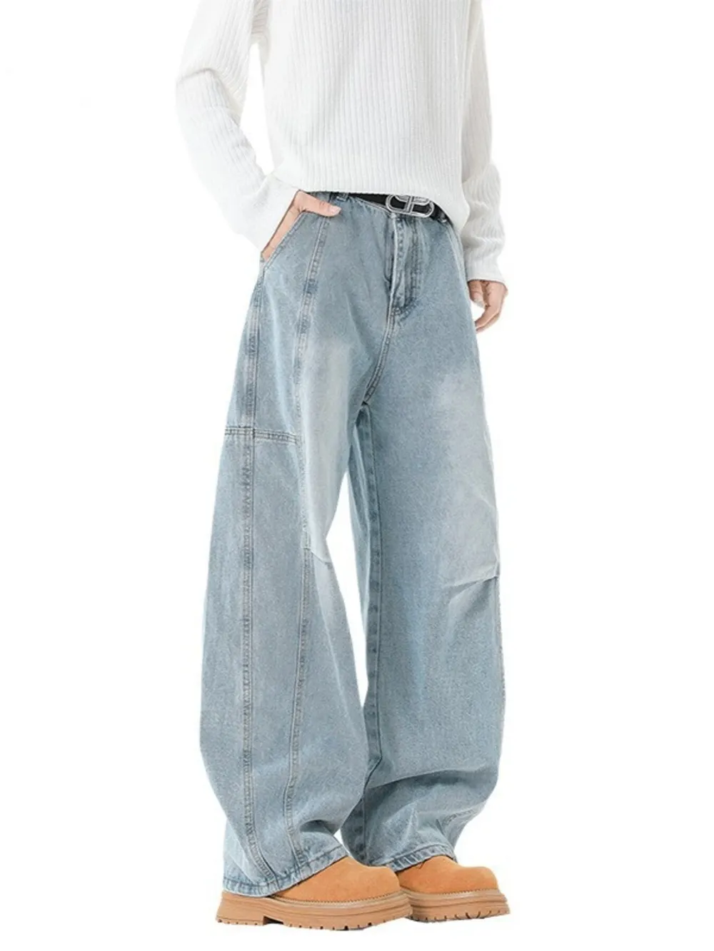 Men's Full Size Wash Wide Leg Jeans Plus Size, image 8