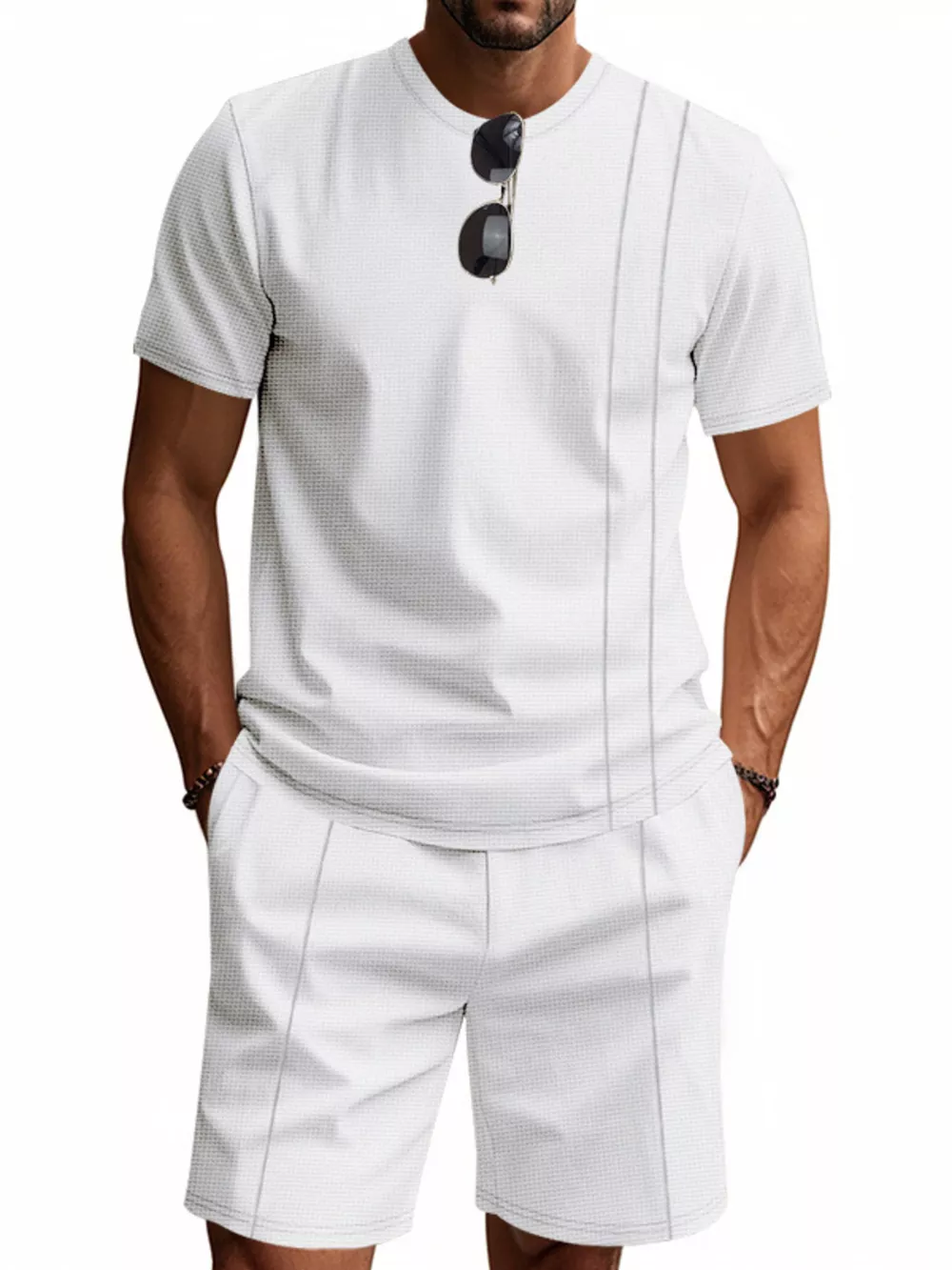 Men's Full Size Casual Striped Short Sleeve T-Shirt and Shorts Set Plus Size, image 9