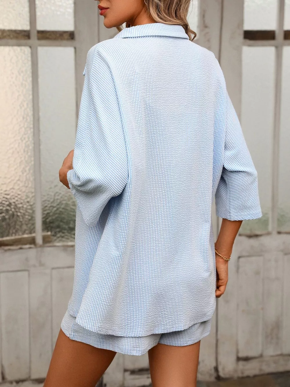 Textured Shirt and Shorts Set, image 6
