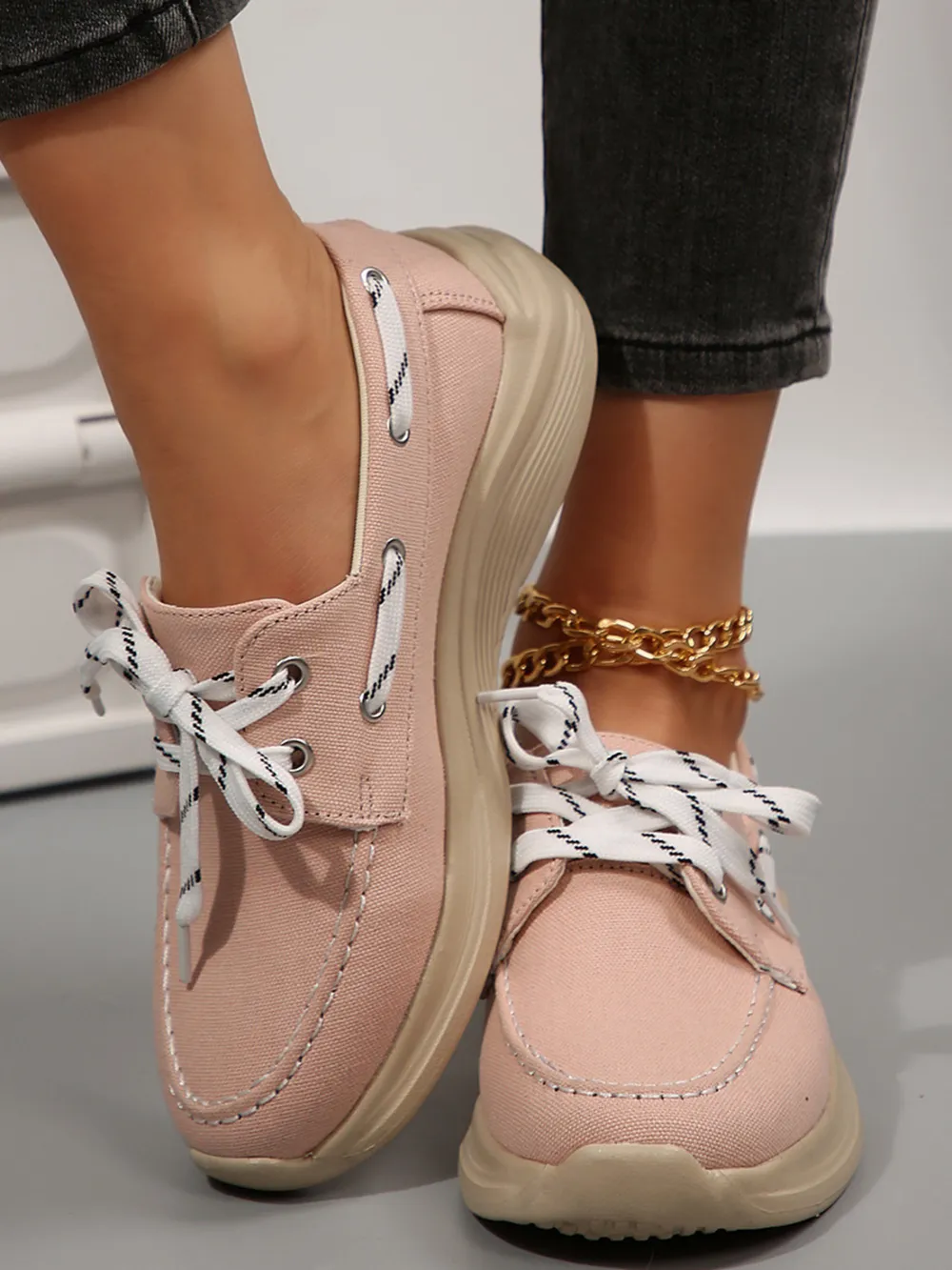 Lace Up Round Toe Sneakers, image 14