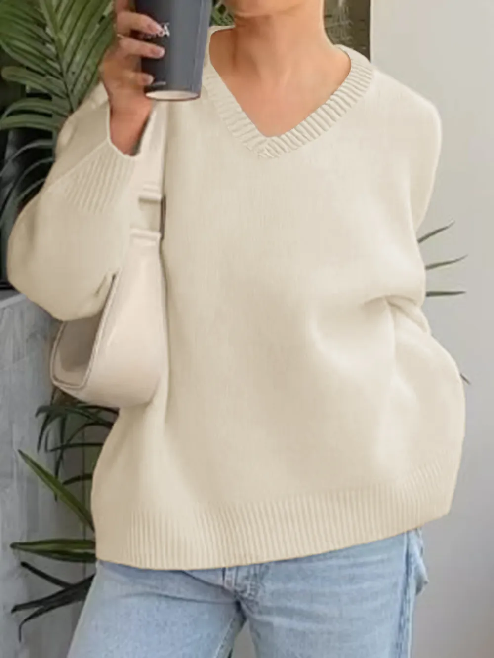 V-Neck Long Sleeve Sweater, image 8