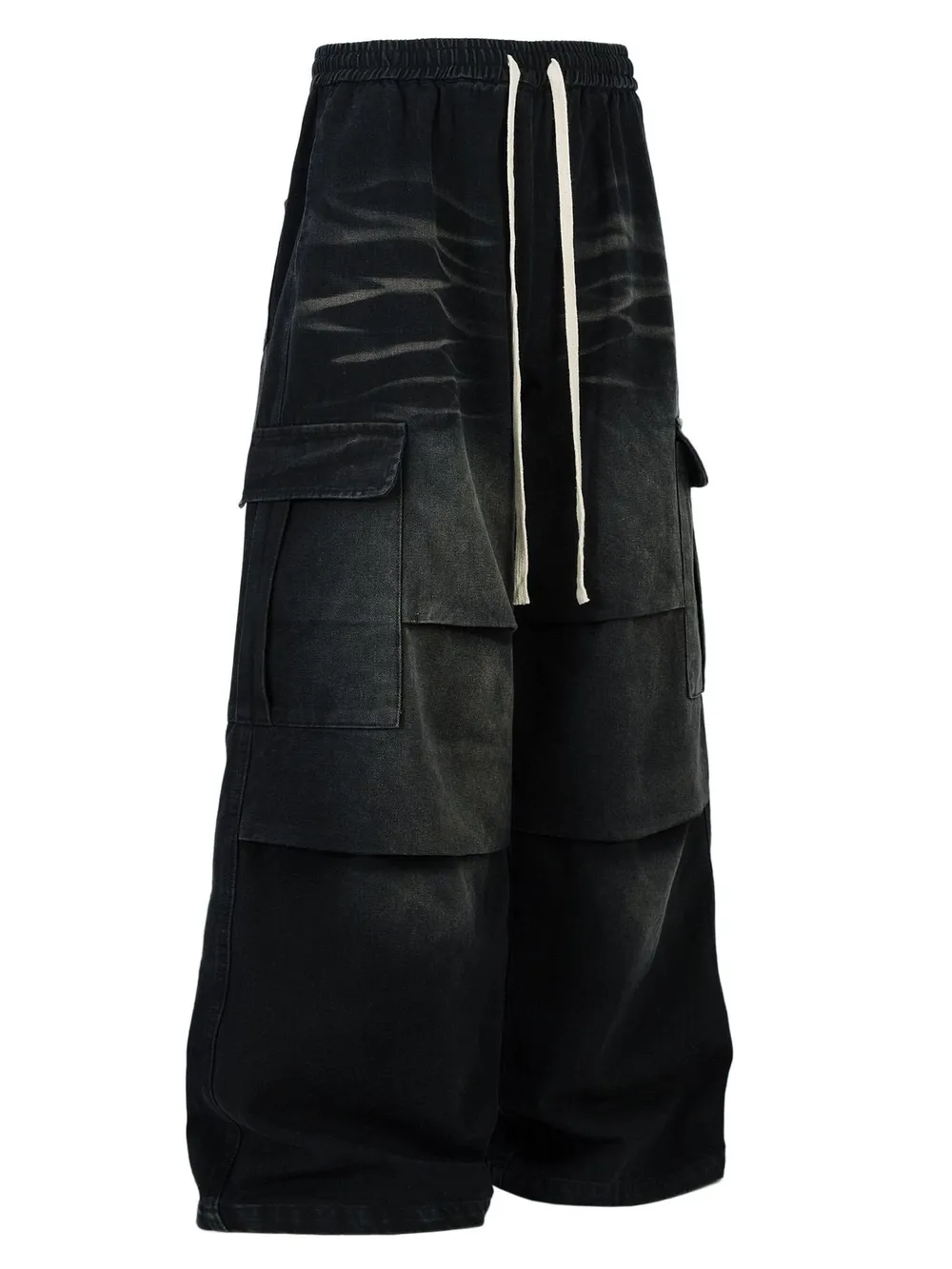 Men's Drawstring Wide Leg Cargo Jeans, image 2