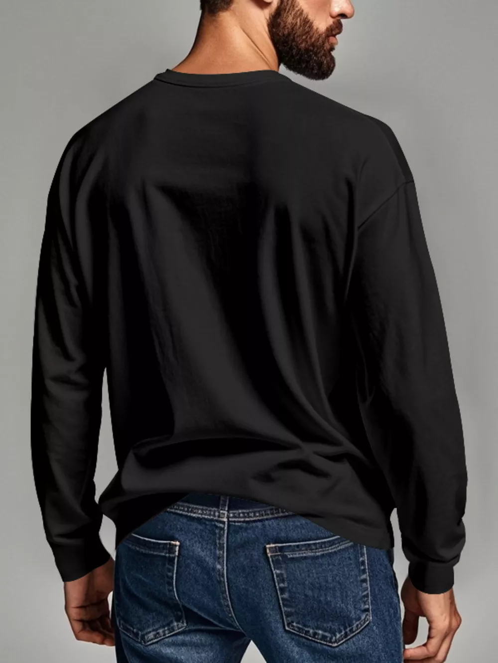 Men's Plus Size Casual Long Sleeve Henley T-Shirt with Pocket, image 3