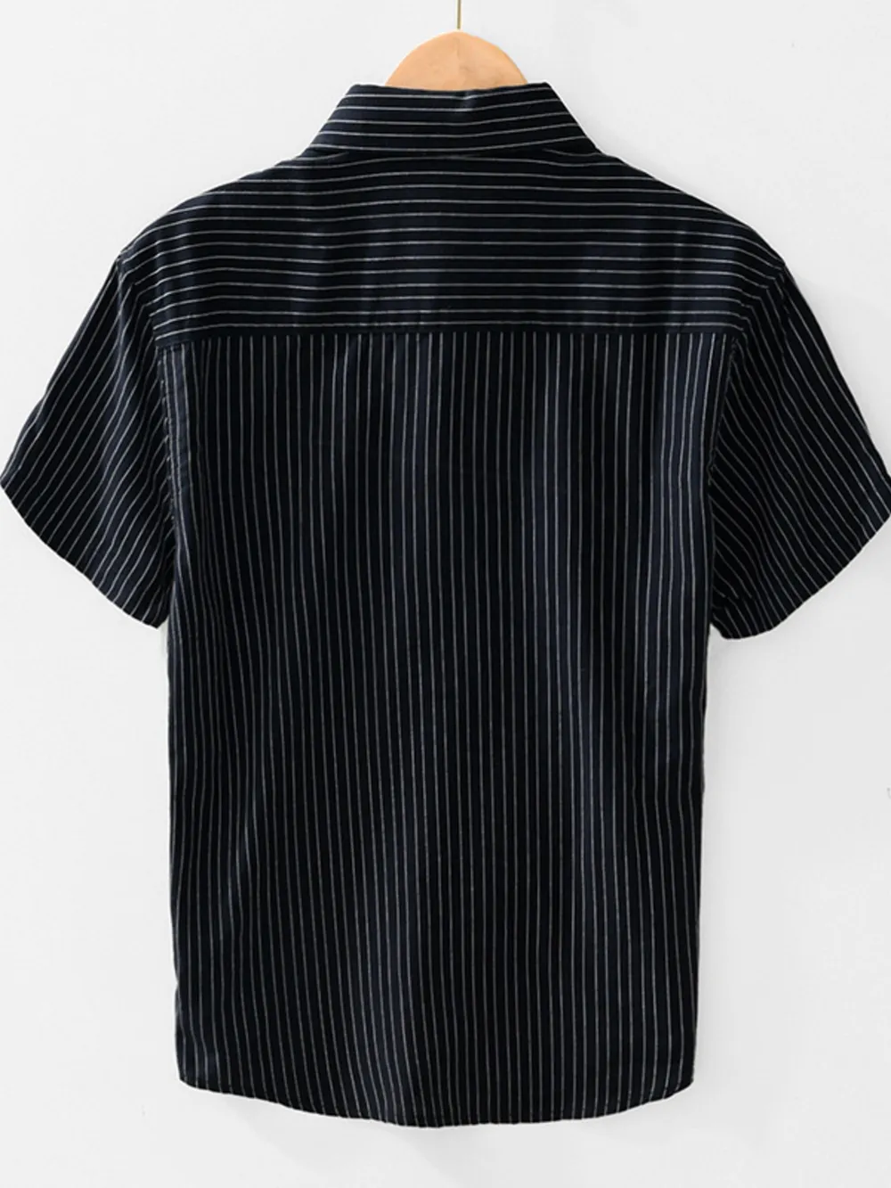 Men's Striped Button Up Short Sleeve Shirt, image 2